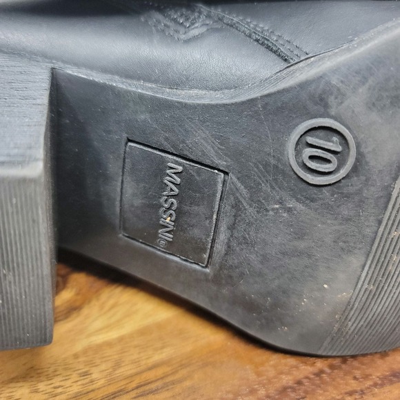 Massini Black Leather 2 Side Zip Heeled 3" Ankle Boots Women's 10 - Picture 7 of 9